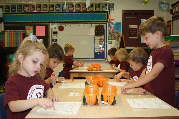 preschool students work in classroom